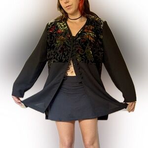 Vintage 90s style Positive Attitude whimsigoth velvet burnout jacket or shirt